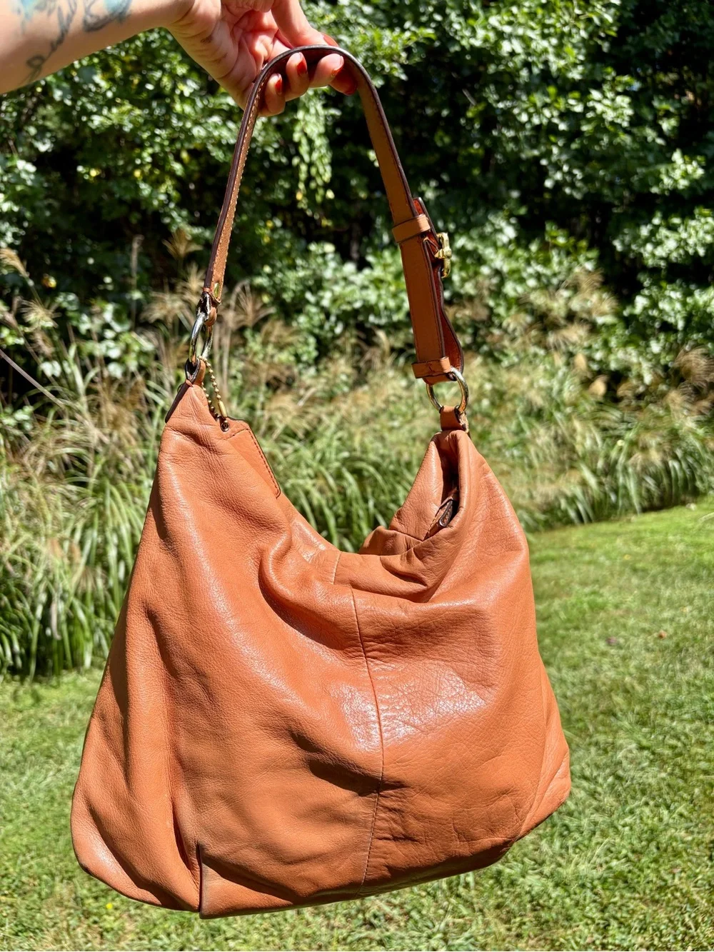 Coach Madison Isabelle 21224 Cognac Brown Leather Slouchy Hobo Shoulder Bag Y2K
